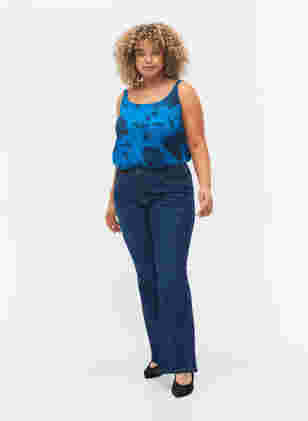 Ellen bootcut jeans med hög midja, Dark Blue, Model