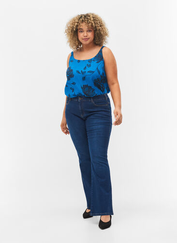 Ellen bootcut jeans med hög midja, Dark Blue, Model image number 0