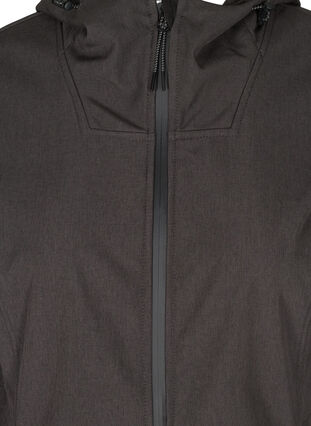 Softshelljacka med huva och justerbar midja, Dark Grey Melange, Packshot image number 2