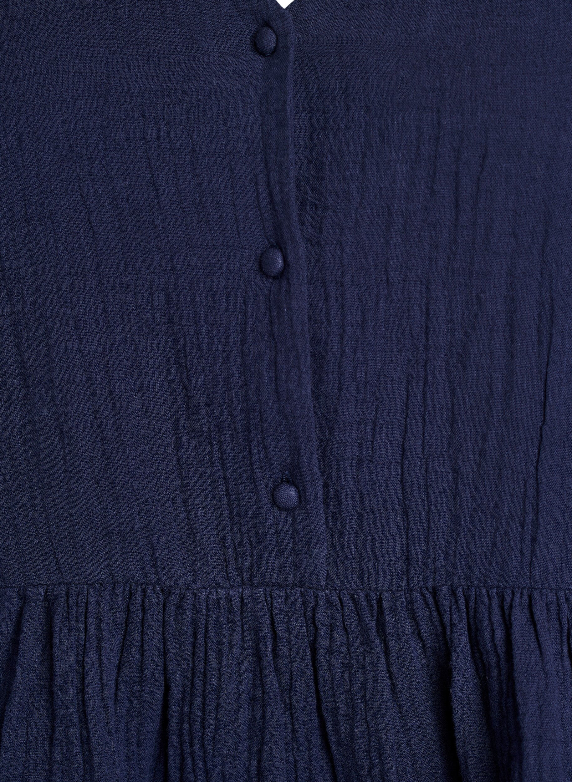 Zizzi&Auml;rml&ouml;s blus i bomullsmuslin med volanger, Bl&aring;, Packshot image number 2