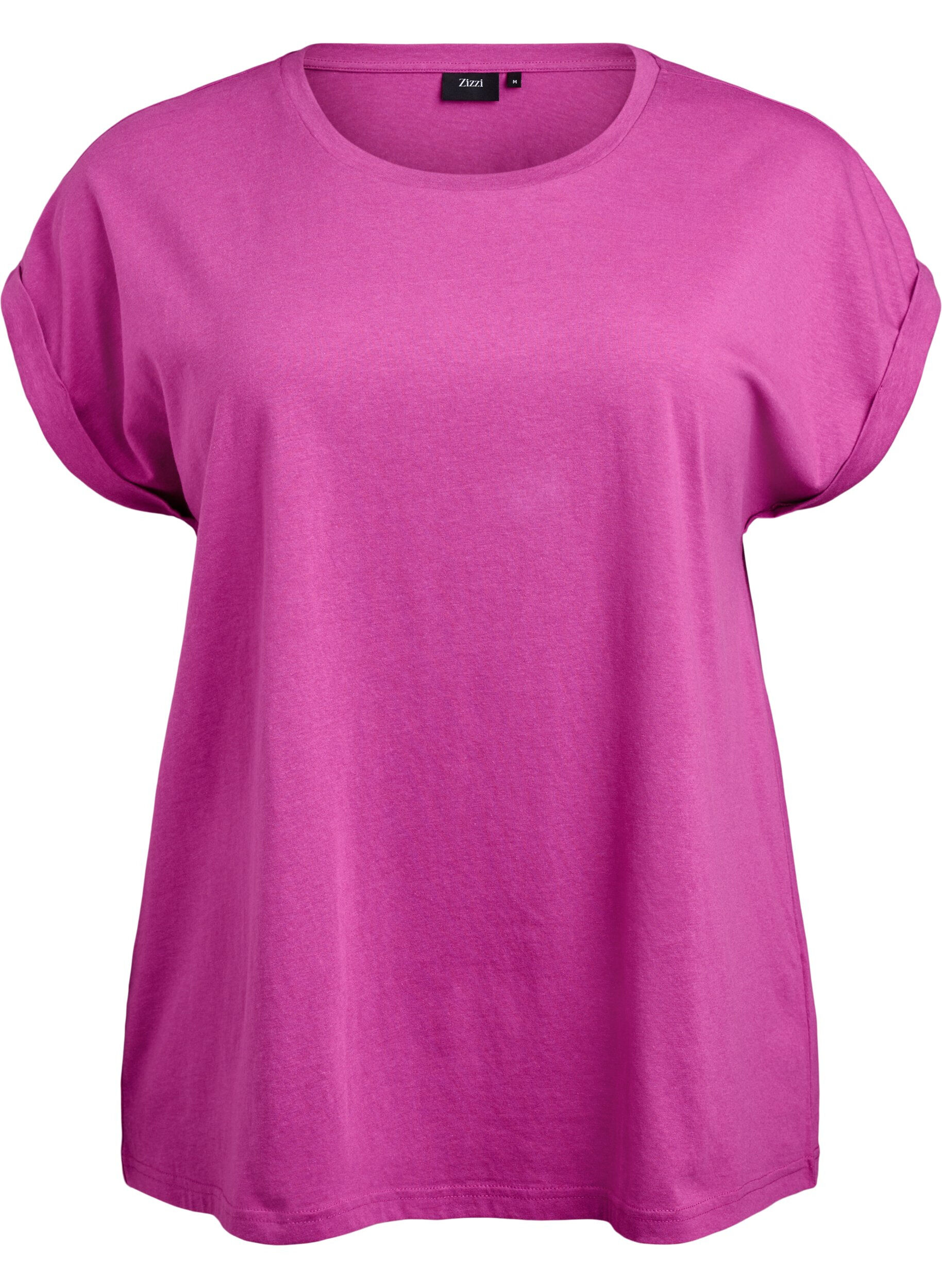 Zizzi Kort&auml;rmad t-shirt i bomullsblandning, Lila, Packshot image number 0