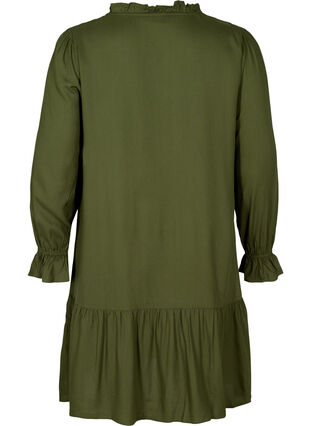 Viskosklänninge med knytdetalj, Rifle Green, Packshot image number 1