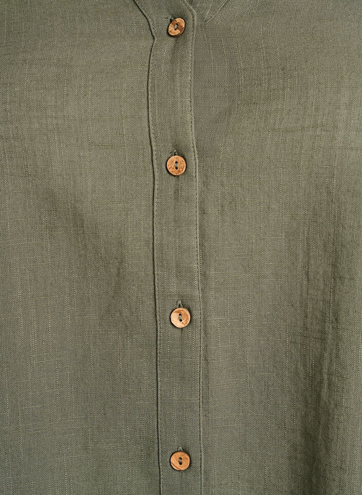 Skjortblus i bomull med v-ringning, Gr&ouml;n, Packshot image number 2