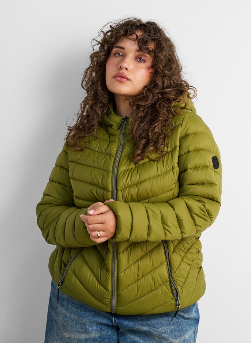L&auml;tt jacka med huva, Gr&ouml;n, Model image number 0
