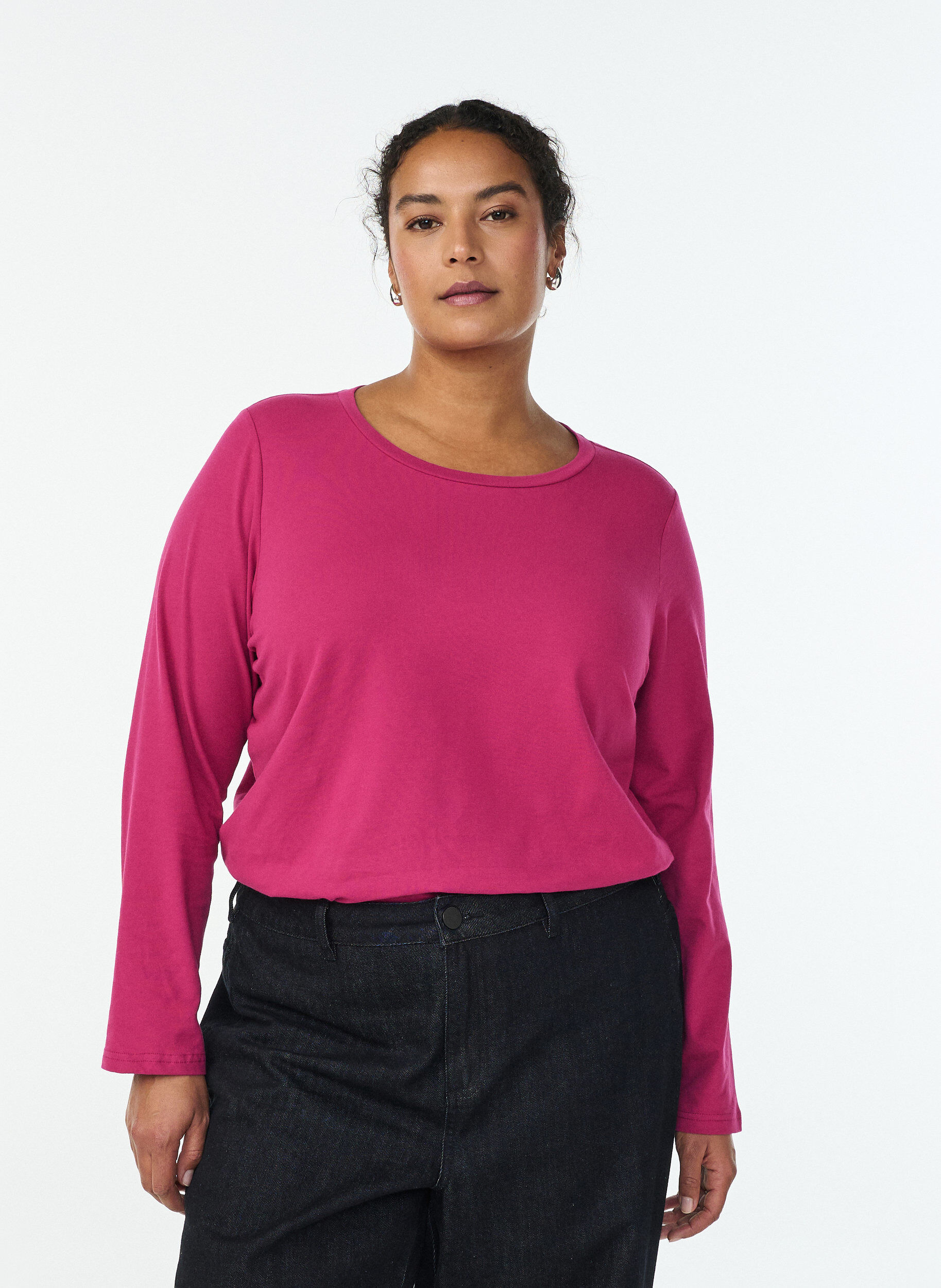 ZizziBaskopp i jersey med l&aring;nga &auml;rmar, Rosa, Model image number 0