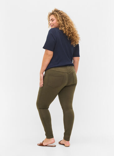Super slim Amy jeans med hög midja, Forest Ngt, Model image number 1
