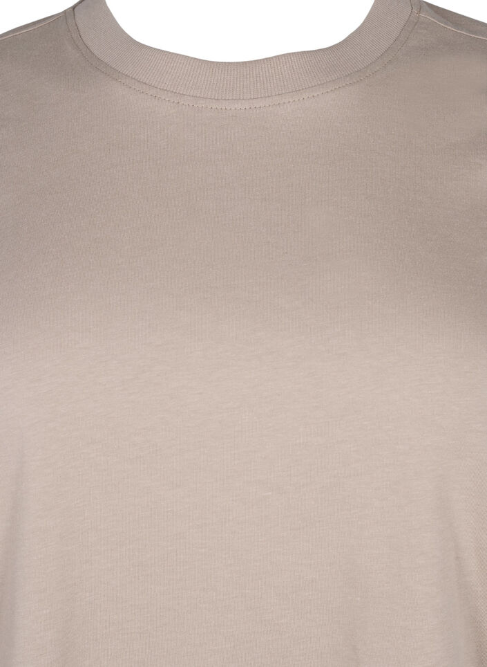 Enkel t-shirt i bomull med rund halsringning, Beige, Packshot image number 2