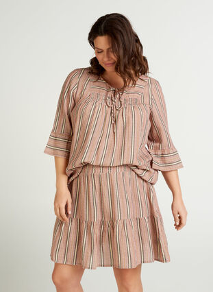 Kort kjol med ränder, Rose Smoke stripe, Model image number 0