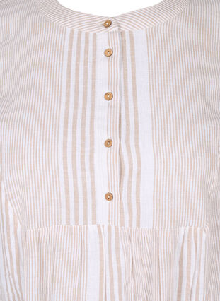 Kortärmad tunika med knappar, White Taupe Stripe, Packshot image number 2