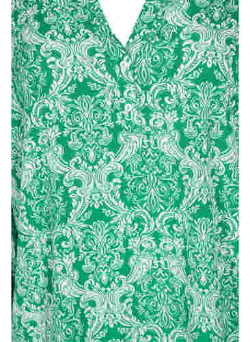 Mönstrad viskosblus med smock, Jolly Green Oriental, Packshot image number 2