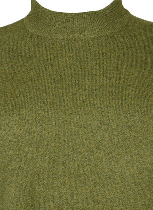 Melange stickad tröja med slits, W. Moss/Black Mel., Packshot image number 2