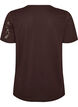 T-shirt i bomull med spetsapplikationer, Brun, Packshot image number 1