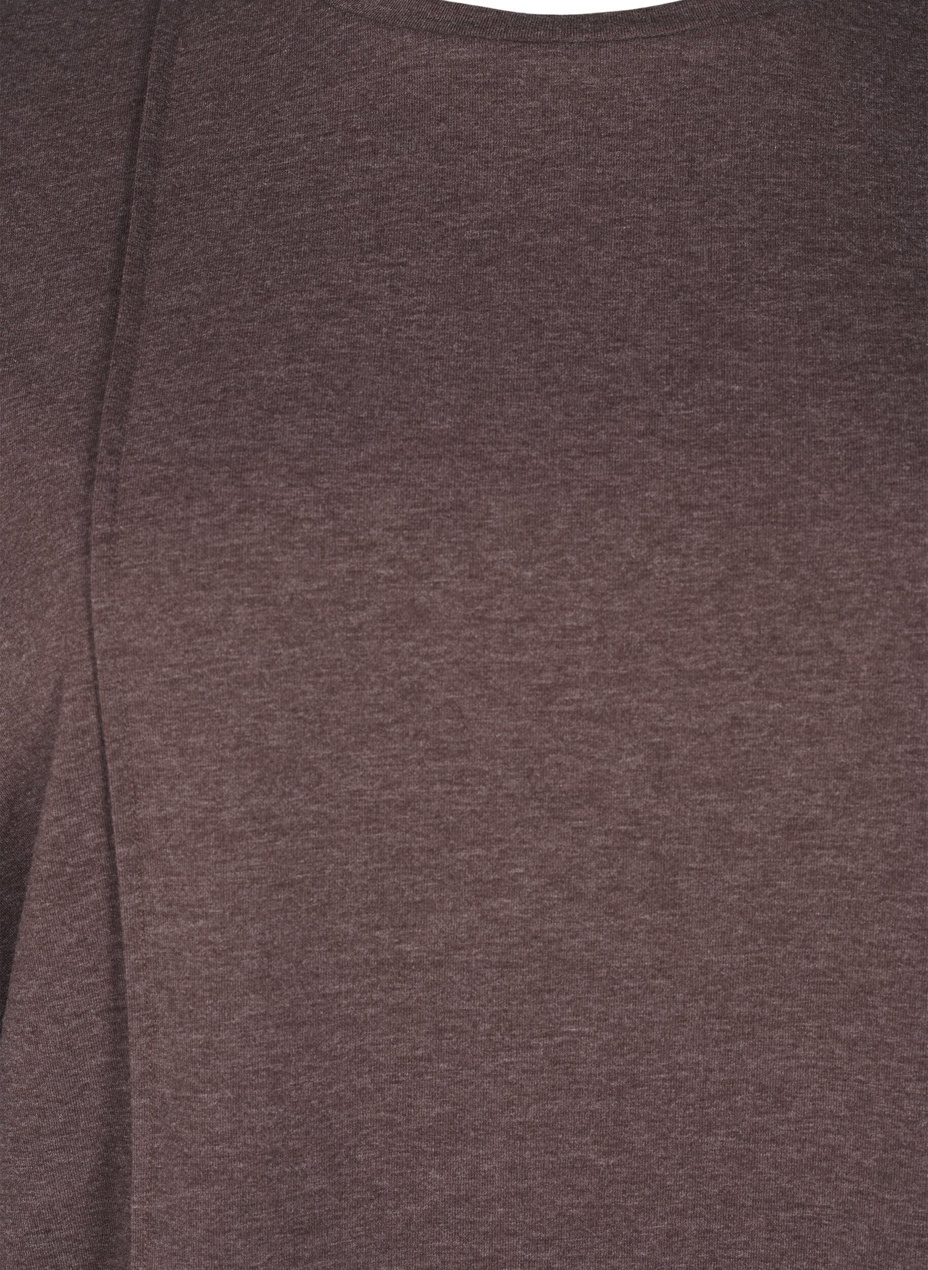 Zizzi L&ouml;st &aring;tsittande blus i jersey med s&ouml;mdetaljer, Brun, Packshot image number 2