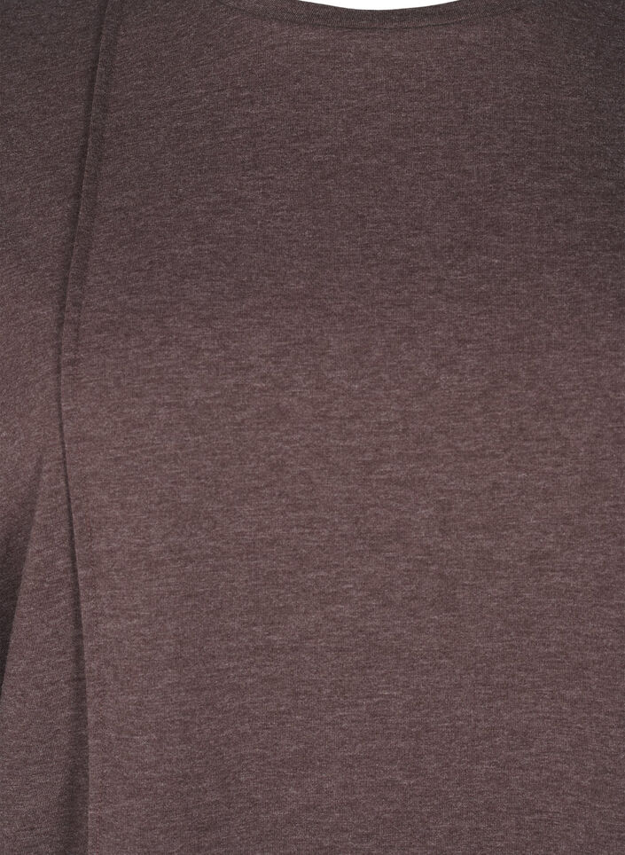 Löst åtsittande blus i jersey med sömdetaljer, Brun, Packshot image number 2