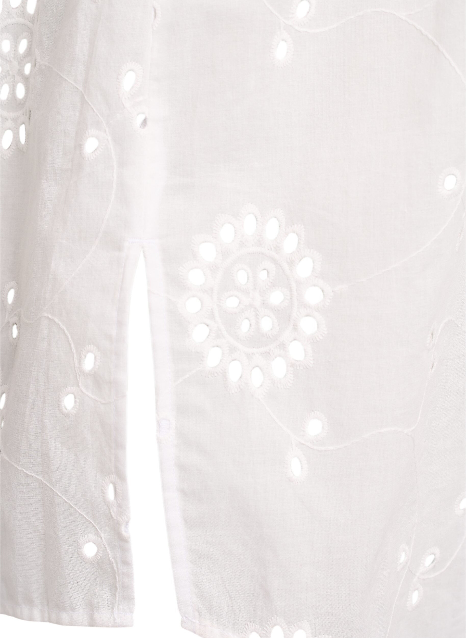 Zizzi Tunika i bomull med broderie anglaise, Vit, Packshot image number 3