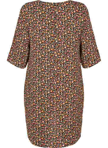 Mönstrad klänning med 3/4-ärmar, Ditsy Floral, Packshot image number 1