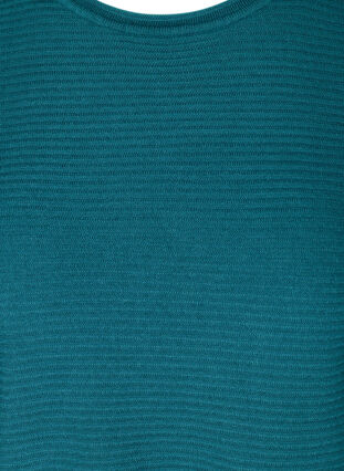 Ribbstickad blus med rund hals, Blue Coral, Packshot image number 2