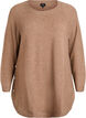 L&aring;ng stickad blus med kulknappar, Brun, Packshot image number 0