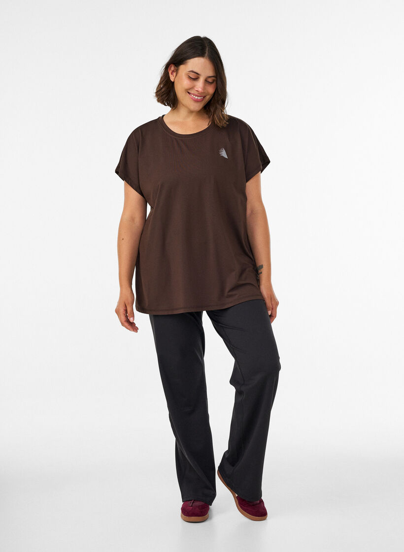 Enf&auml;rgad tr&auml;nings-T-shirt, Brun, Model image number 1