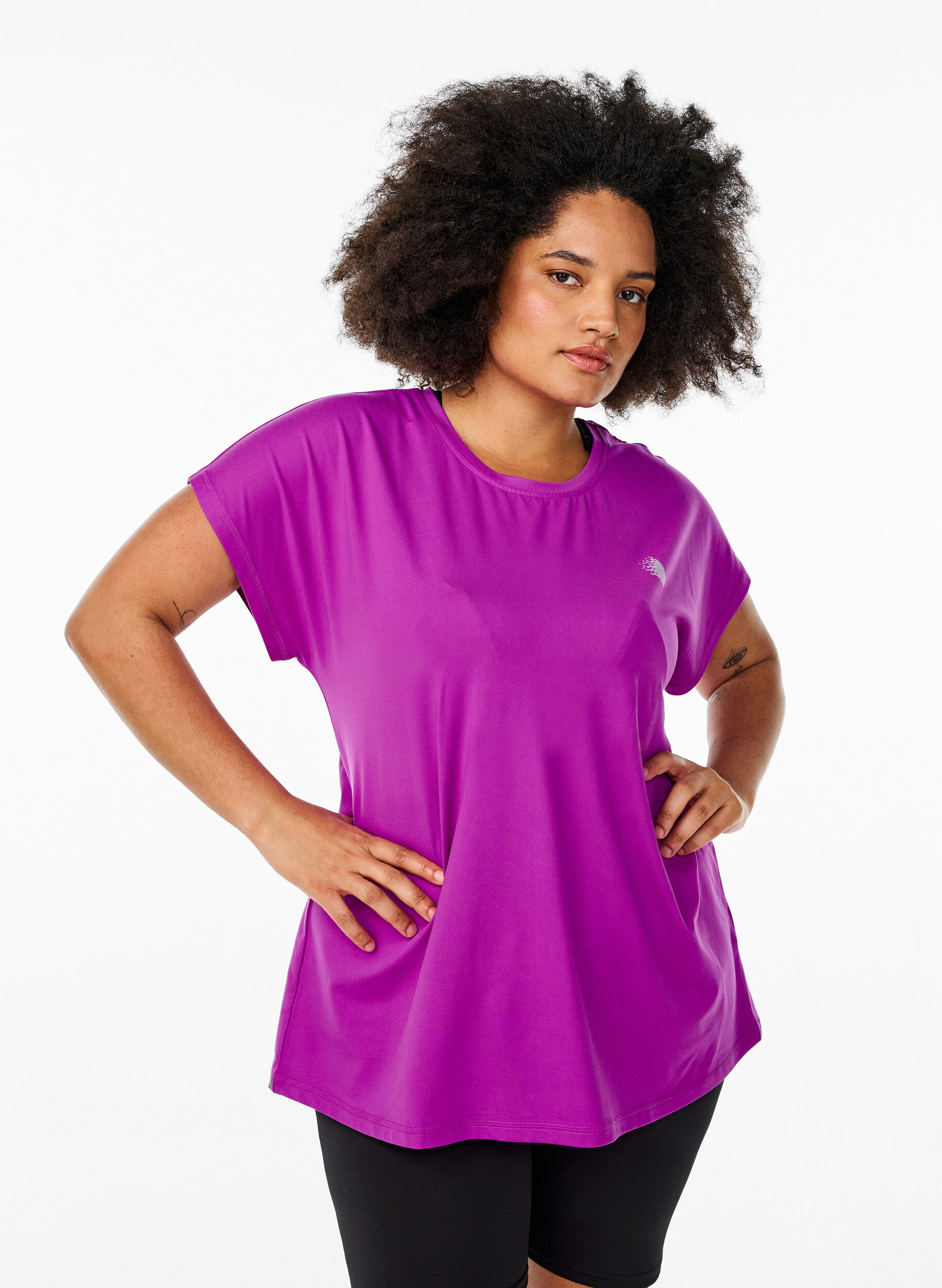 ZizziEnf&auml;rgad tr&auml;nings-T-shirt, Lila, Model image number 0