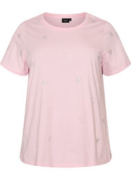 T-shirt i ekologisk bomull med hj&auml;rtan, Rosa