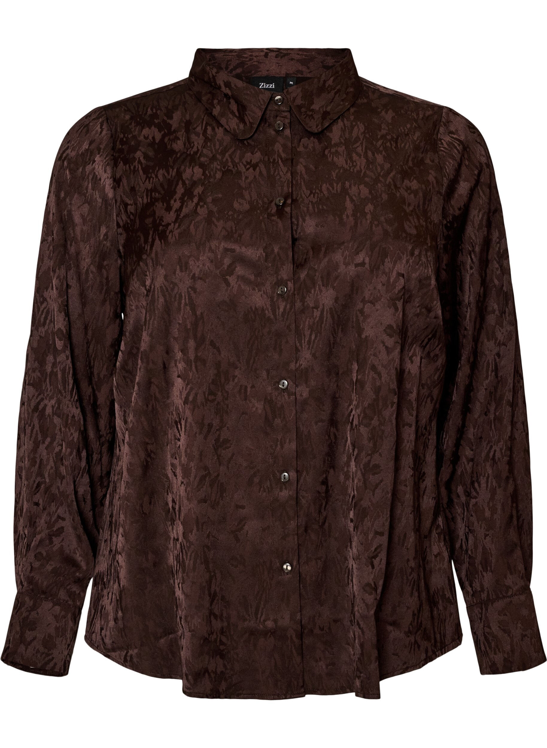 ZizziSkjorta med ton-i-ton paisleym&ouml;nster, Brun, Packshot image number 0