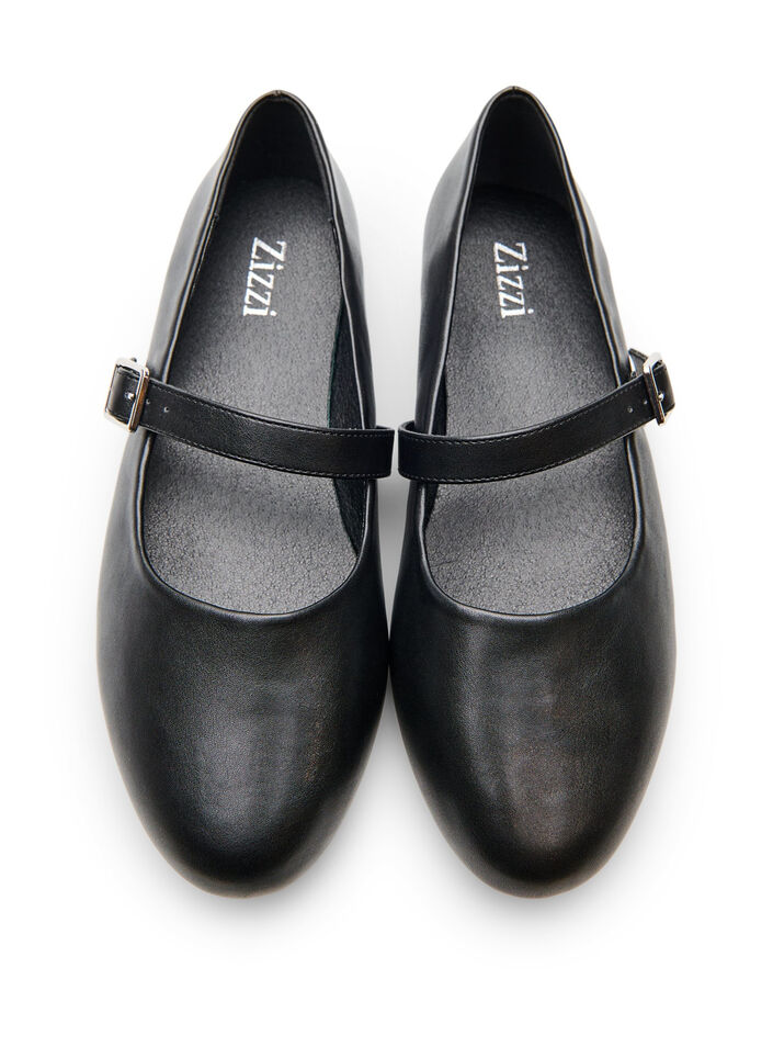 Ballerina i l&auml;derimitation med rem, Svart, Packshot image number 3