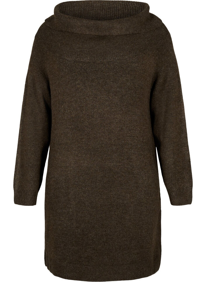 Melerad stickad kl&auml;nning, Demitasse Mel., Packshot image number 0