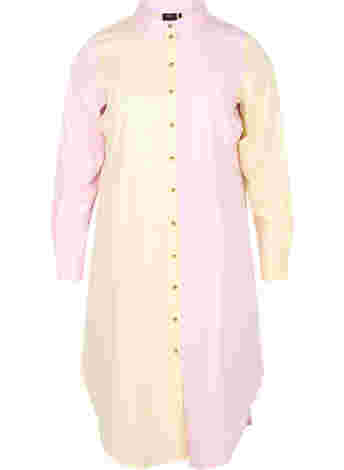 Lång bomullsskjorta med colour-block
