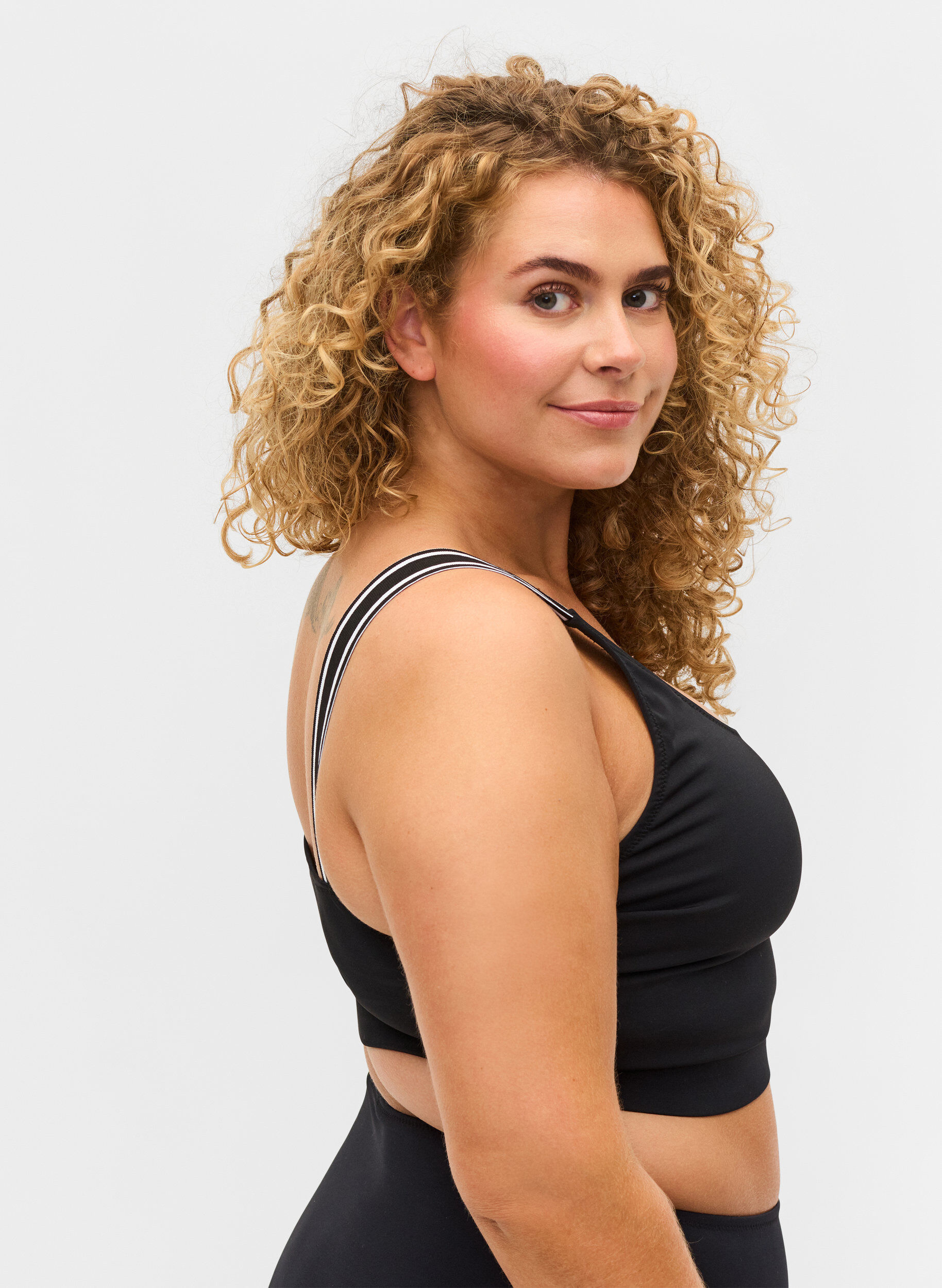 Zizzi Bikinitopp med randiga axelband, Black, Model image number 2
