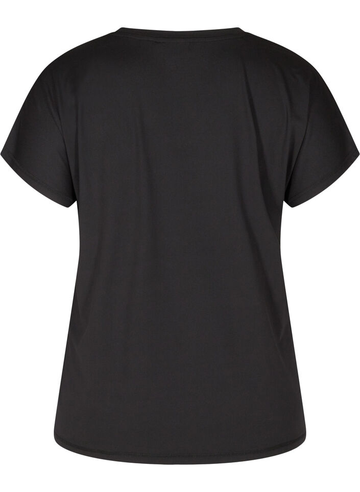 Tr&auml;nings t-shirt med v-ringning och l&ouml;s passform, Svart, Packshot image number 1