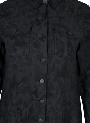 Mönstrad klänning med krage och knappar, Black, Packshot image number 2