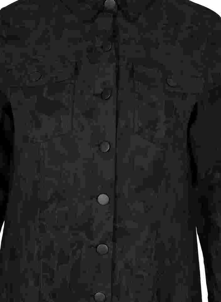 Mönstrad klänning med krage och knappar, Black, Packshot image number 2