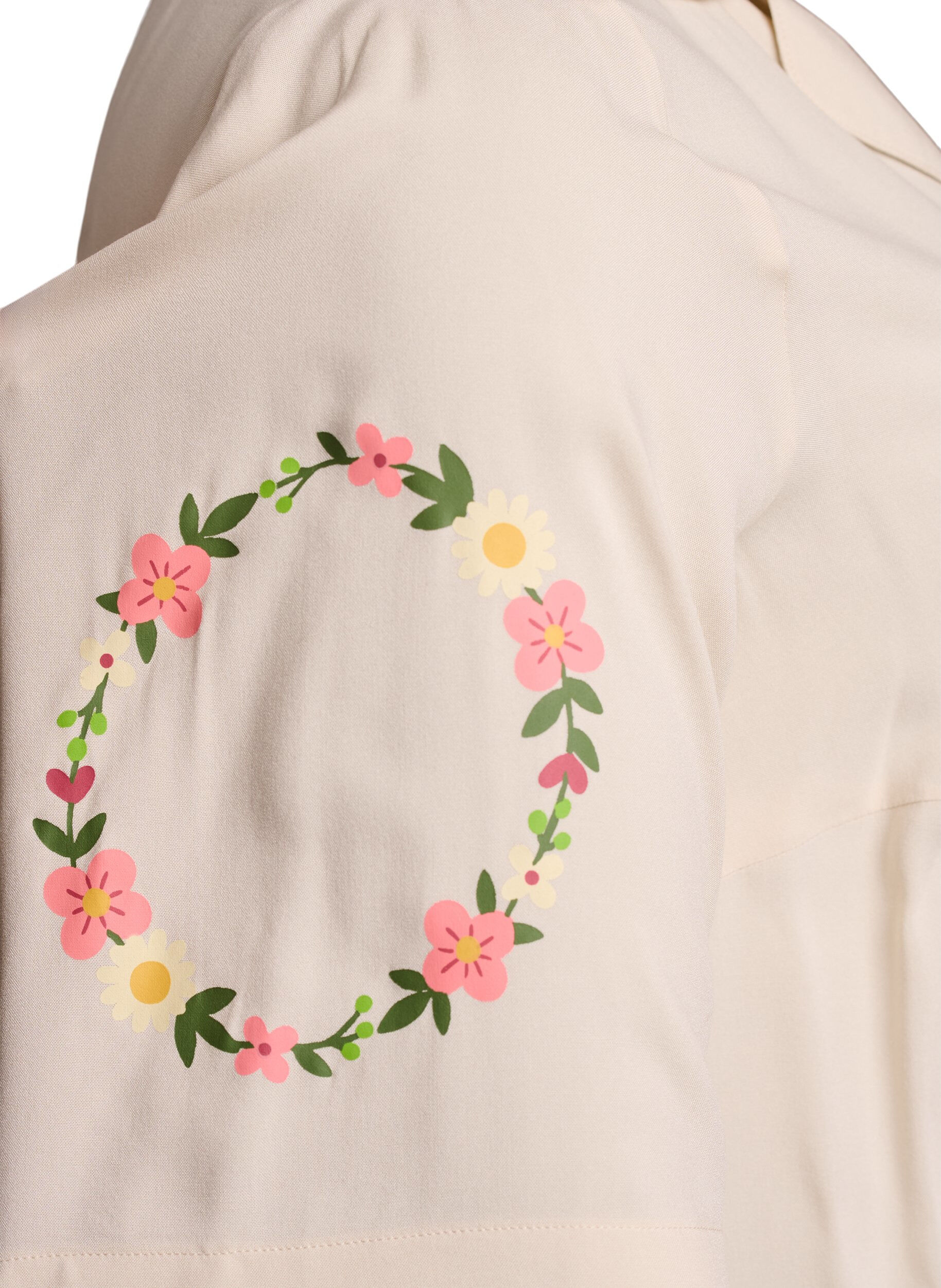 Zizzi Pyjamastopp i viskos med knytning och blommigt m&ouml;nster, Beige, Packshot image number 3
