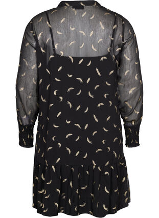 A-linjeformad klänning  med smock i ärm, Black, Packshot image number 1