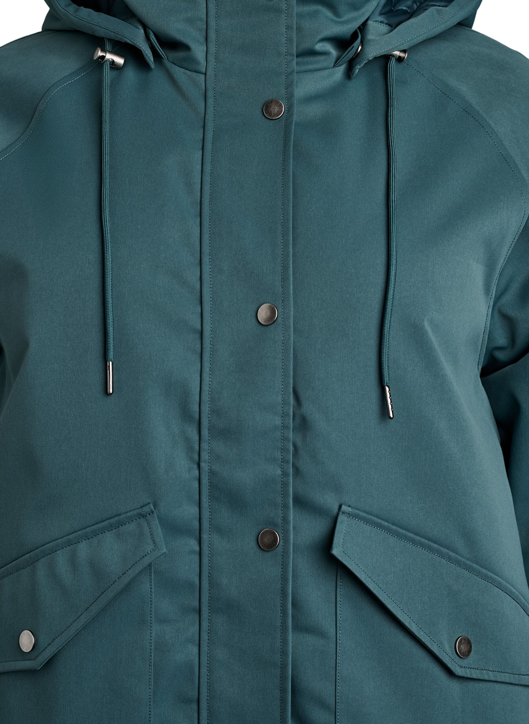 ZizziVadderad parkas med avtagbar huva, Gr&ouml;n, Packshot image number 2