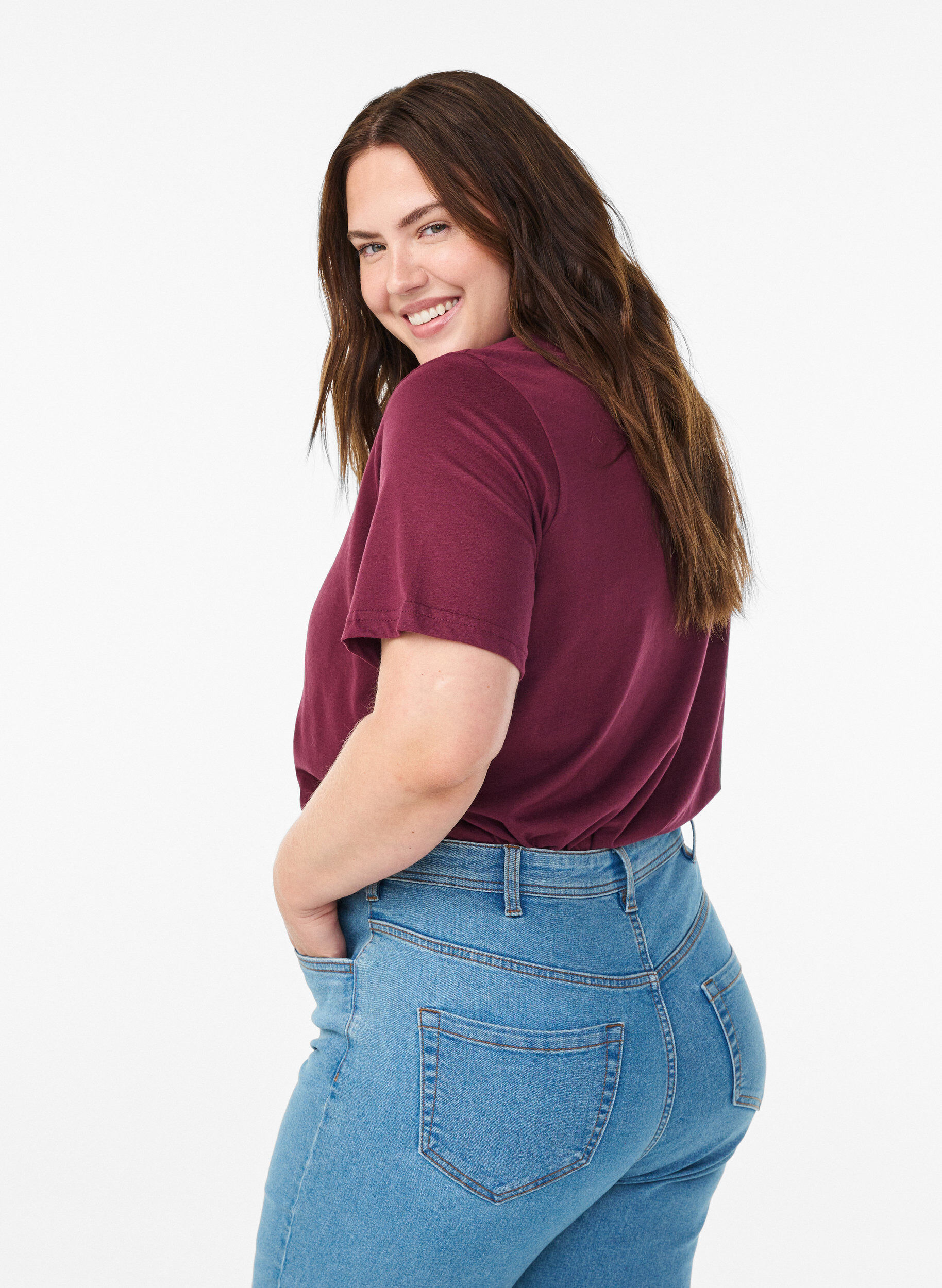 Zizzi T-shirt med tryck, R&ouml;d, Model image number 2