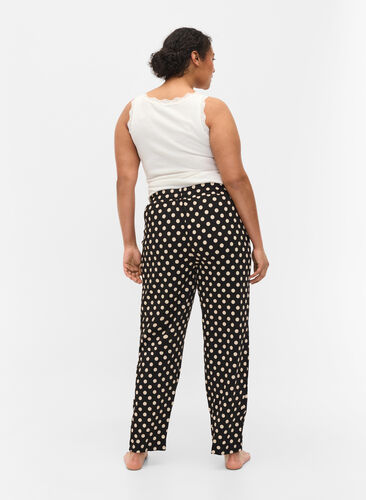 Pyjamasbyxor i bomull, Black W. Angora Dot, Model image number 0