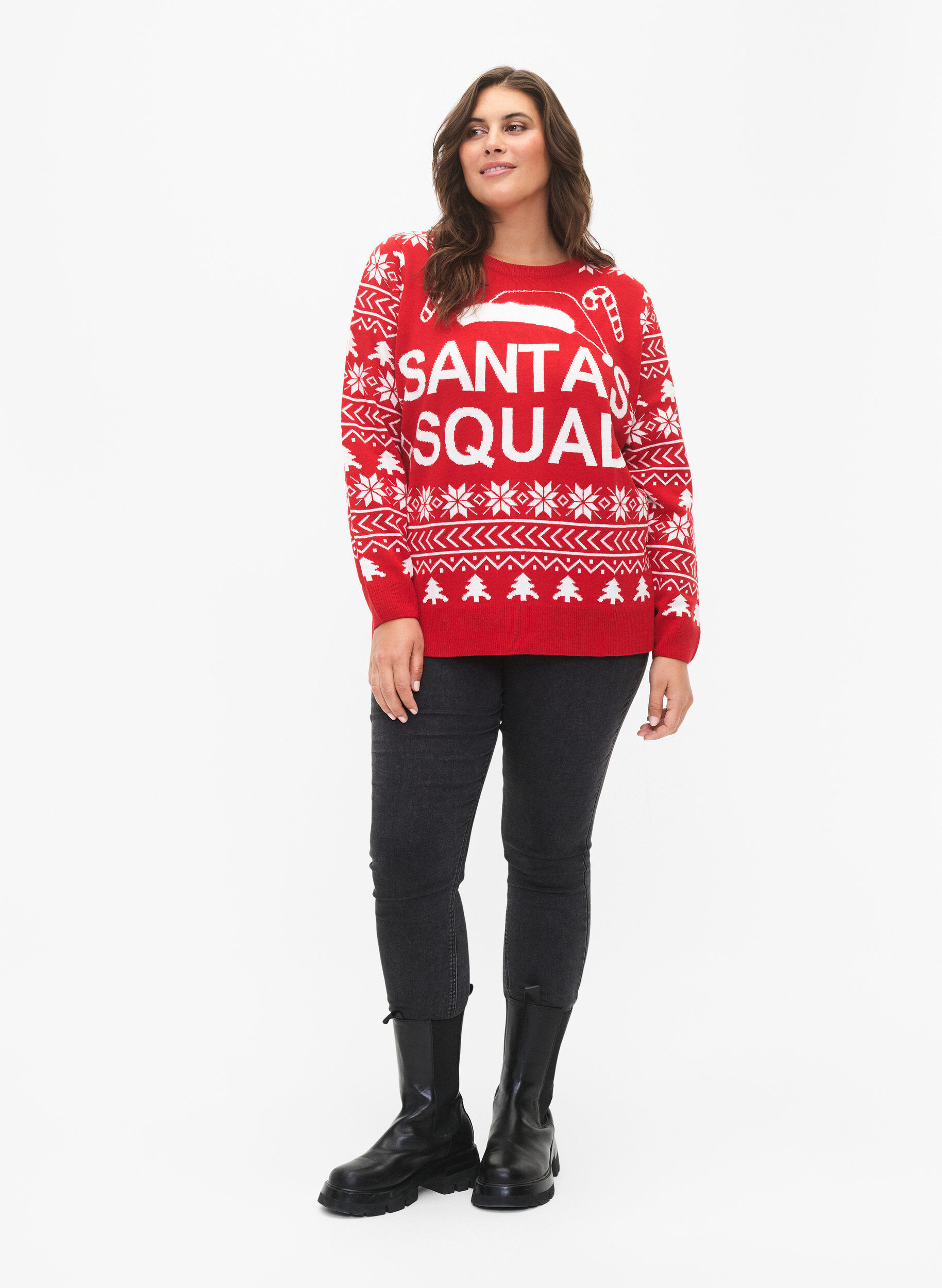 Zizzi Tr&ouml;ja med julm&ouml;nster, Tango Red, Model image number 2