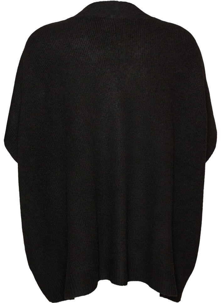Cardigan &ouml;ppen framtill med vida &auml;rmar, Svart, Packshot image number 1