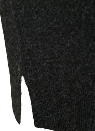 Stickad klänning med slits i ärmarna, Dark Grey Melange, Packshot image number 4