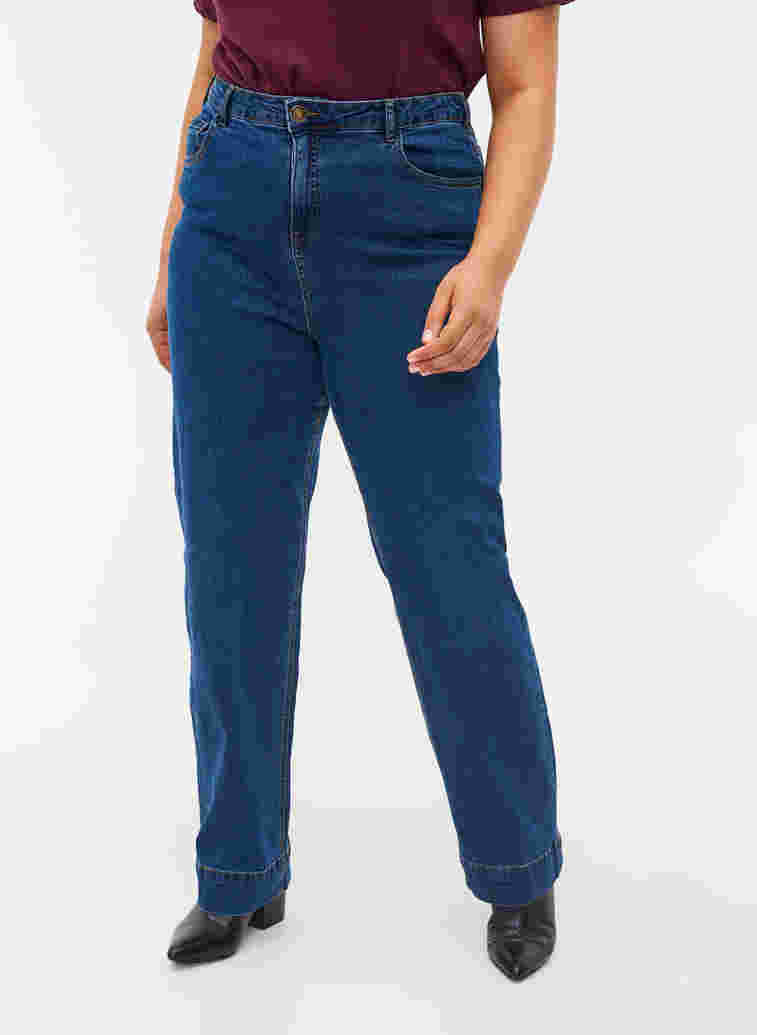 Megan Jeans med regular fit och extra hög midja, Blue denim, Model image number 2