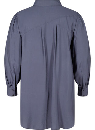 Lång enfärgad skjorta i viskosblandning, Odysses Gray, Packshot image number 1