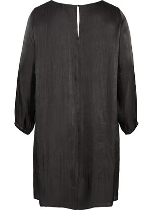 Klänning med skimmer och långa puffärmar, Black, Packshot image number 1