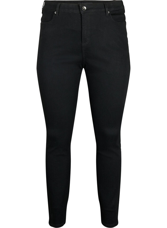 Amy jeans med h&ouml;g midja och super slim fit, Svart, Packshot image number 0