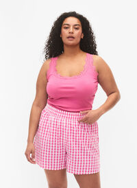 Rutiga pyjamashorts i bomull, Pink Check, Model