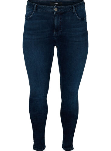 Superslim Amy Jeans med hög midja, Blue/Black Denim, Packshot image number 0