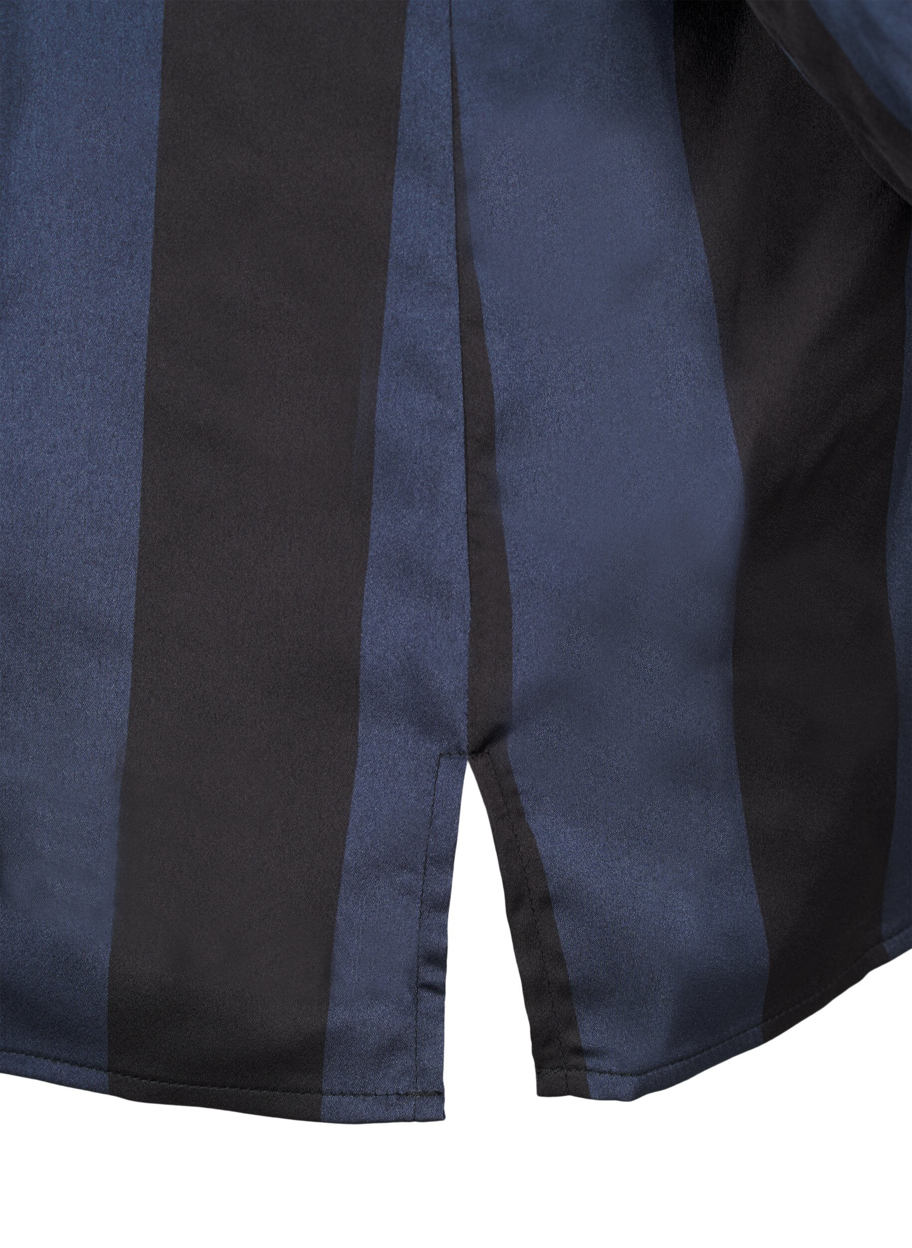 Zizzi Randig satinskjorta, Spellbound w. Black, Packshot image number 3