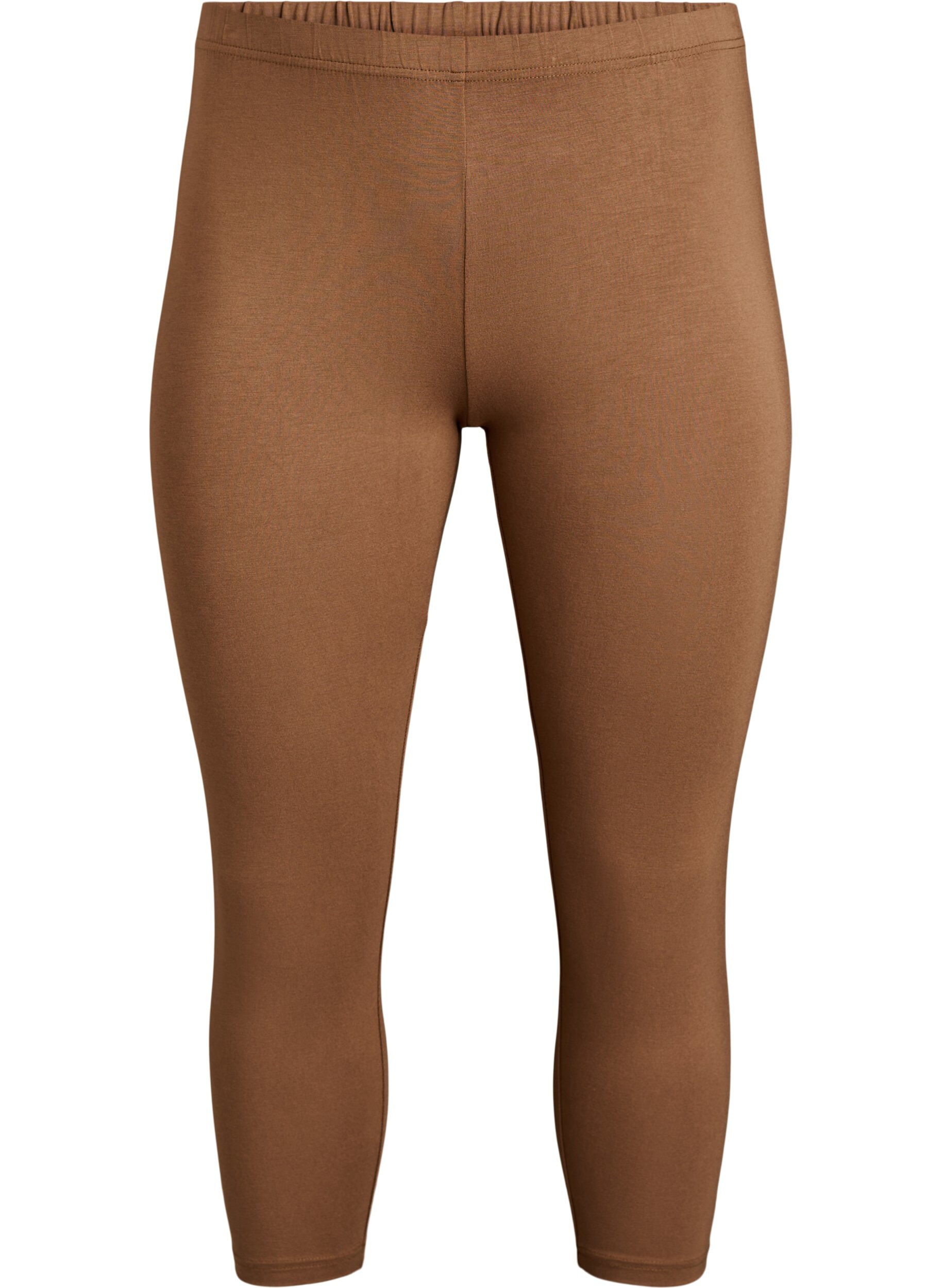 Zizzi 3/4 bas-leggings, Brun, Packshot image number 0