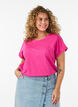Kort&auml;rmad t-shirt i bomullsmix, Rosa, Model image number 0